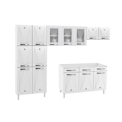 Cozinha de Aço Completa Telasul Star New Branco 3 Vidros Balcão para Pia