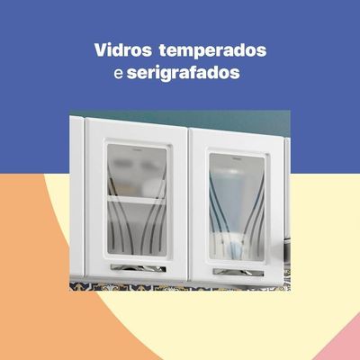 Cozinha de Aço Completa Telasul Star New Branco 3 Vidros Balcão para Pia