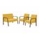 Conjunto Poltrona Jade Braço Madeira Suede Amarelo