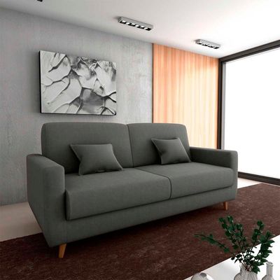 Sofá Cama Premium 3 Lugares 1,90 Larg Emilia Matrix Suede Capuccino