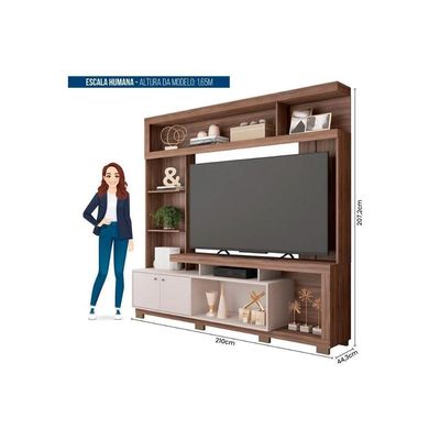Estante P- Sala Até 70 Pol Formosa C- Nicho E Pés 210x207cm Freijo-off White - Caemmun