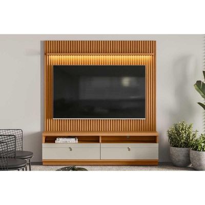 Estante P- Sala Até 75 Pol Ouro Preto C- 2 Gavetas 198x180cm Nature-off White - Linea