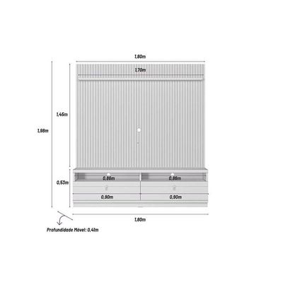 Estante P- Sala Até 75 Pol Ouro Preto C- 2 Gavetas 198x180cm Nature-off White - Linea