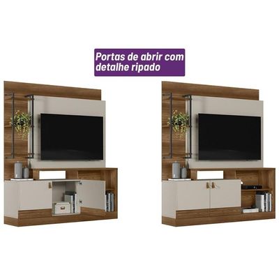 Estante P- Sala Até 50 Pol Alagoas C- 2 Portas E 5 Prateleiras 187x160cm Nature-off White - Linea