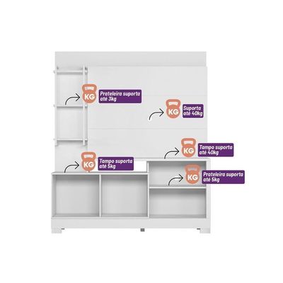 Estante P- Sala Até 50 Pol Alagoas C- 2 Portas E 5 Prateleiras 187x160cm Nature-off White - Linea