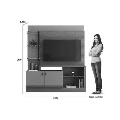 Estante P- Sala Até 50 Pol Alagoas C- 2 Portas E 5 Prateleiras 187x160cm Nature-off White - Linea