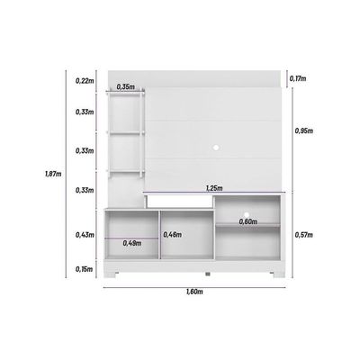 Estante P- Sala Até 50 Pol Alagoas C- 2 Portas E 5 Prateleiras 187x160cm Nature-off White - Linea