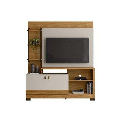 Estante P- Sala Até 50 Pol Alagoas C- 2 Portas E 5 Prateleiras 187x160cm Nature-off White - Linea