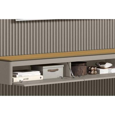 Estante P- Sala Até 100 Pol Modular Ripado C- 3 Porta. 1 Prat. ,50cm Tauari-gris Fosco - Linea