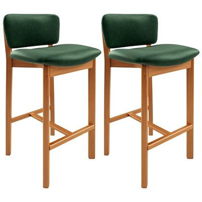 Kit 02 Banquetas Alta Para Cozinha Sala de Jantar Bar Dara L02 Couríssimo Verde Musgo - Lyam Decor