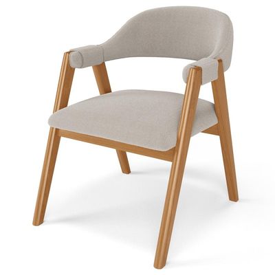 Kit 02 Cadeiras de Jantar e Estar Living Estofada Nadja L02 Bouclê Creme - Lyam Decor