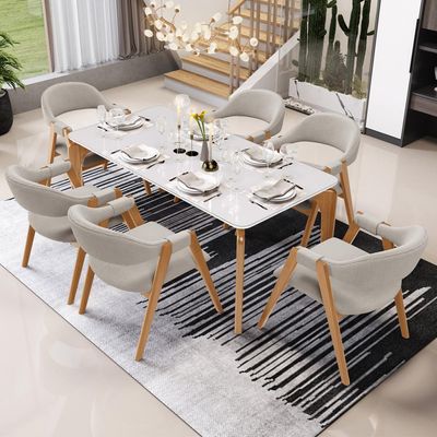 Kit 02 Cadeiras de Jantar e Estar Living Estofada Nadja L02 Bouclê Creme - Lyam Decor