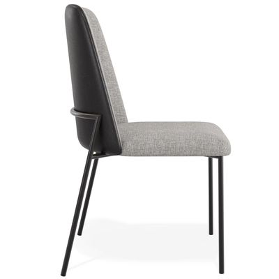 Cadeira Decorativa Estofada Sala de Jantar Bella L02 Couríssimo Preto Linho Cinza Escuro - Lyam Decor