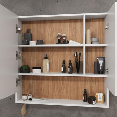 Armário Para Banheiro com Espelho 80cm Evie B06 Branco Tau - Lyam Decor