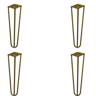 Kit 4 Pés de Metal 25 CM Hairpin Legs Rack e Puffs Dourado