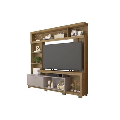 Estante P- Sala Até 70 Pol Formosa C- Nicho E Pés 210x207cm Lamina -cacao - Caemmun