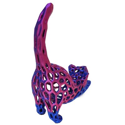 Gato 3D Vasado Enfeite Objeto Decorativo Decoração Bicolor Lilás e Azul