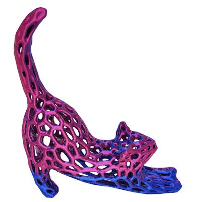 Gato 3D Vasado Enfeite Objeto Decorativo Decoração Bicolor Lilás e Azul