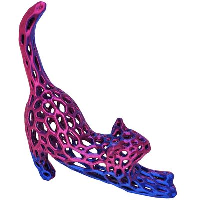 Gato 3D Vasado Enfeite Objeto Decorativo Decoração Bicolor Lilás e Azul
