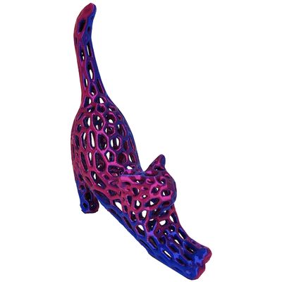 Gato 3D Vasado Enfeite Objeto Decorativo Decoração Bicolor Lilás e Azul