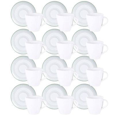 Jogo 12 Xícaras de Chá com Pires Porcelana 200ml Tramontina Lineare 24 Peças Mesa Posta Café