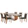 Mesa Ellis 180cm Tampo Laqueado Com Vidro Com 6 Cadeiras Munique Jade /off White/imbuia Nat