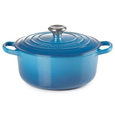PANELA REDONDA LE CREUSET 26CM SIGNATURE FERRO ESMALTADO AZUL MARSEILLE 21177262002430