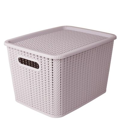 Caixa Organizadora 20 Litros Tipo Rattan São Bernardo Cinza Cinza