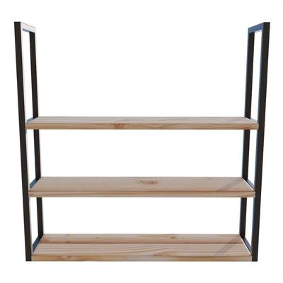 Estante De Madeira Industrial 100X20Cm Preta Para Salas