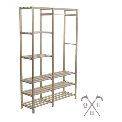 Estante Arara Pinus Organizadora Com 8 Prateleiras Natural