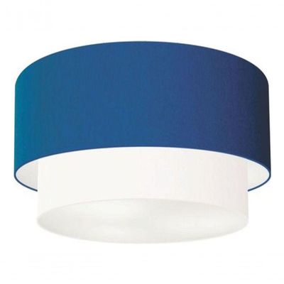 Plafon Duplo Cilíndrico Vivare Md-3045 Cúpula Tecido 40x35cm - Bivolt Azul-marinho-branco 127/220v