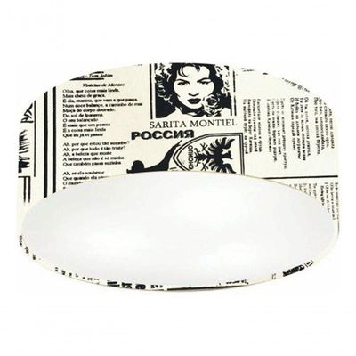Plafon Cilíndrico Vivare Md-3046 Cúpula Em Tecido 35x12cm - Bivolt Estampado-jornal 127/220v