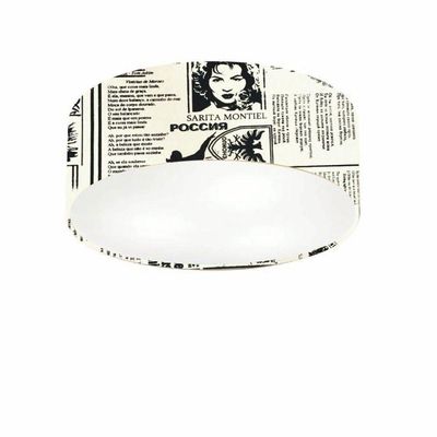 Plafon Cilíndrico Vivare Md-3046 Cúpula Em Tecido 35x12cm - Bivolt Estampado-jornal 127/220v