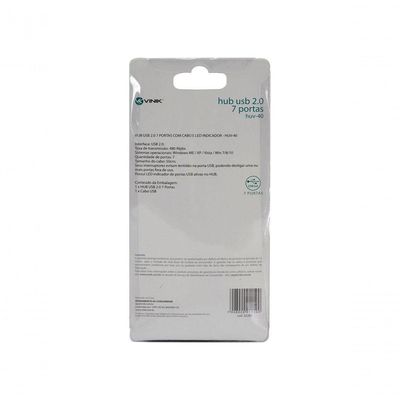 Hub Usb 2.0 7 Portas Com Cabo E Led Indicador - Huv-40