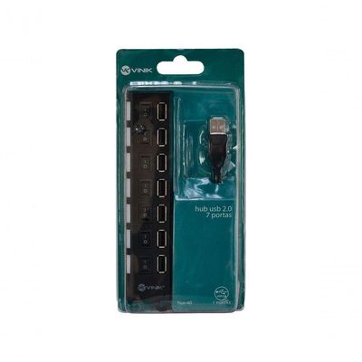 Hub Usb 2.0 7 Portas Com Cabo E Led Indicador - Huv-40