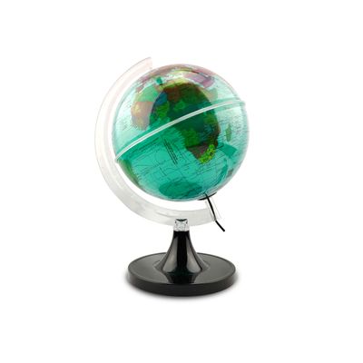 Globo Terrestre Aquarela Verde Lâmpada Led Luminária Decorativo Mapa Mundi Divisão De Países Português Escolar