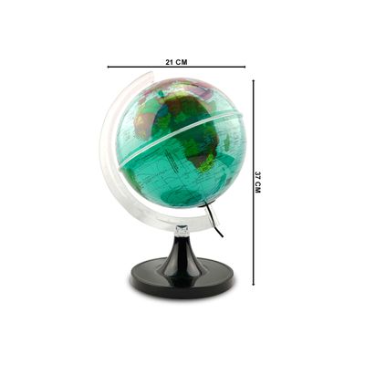 Globo Terrestre Aquarela Verde Lâmpada Led Luminária Decorativo Mapa Mundi Divisão De Países Português Escolar