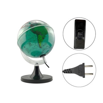 Globo Terrestre Aquarela Verde Lâmpada Led Luminária Decorativo Mapa Mundi Divisão De Países Português Escolar