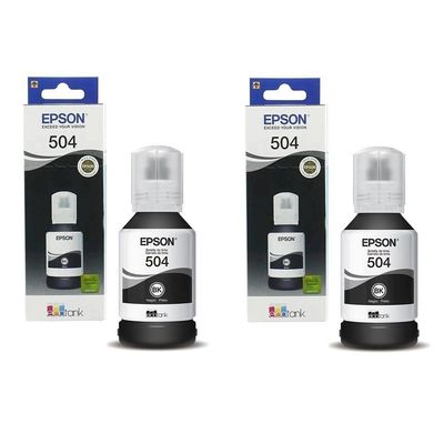 Kit 2 Refil Preto Tinta T504 504 Epson Original L4150, L4160, L6161