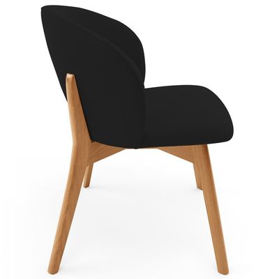 Kit 02 Cadeiras de Jantar e Estar Living Estofada Mia L02 Suede Preto - Lyam Decor