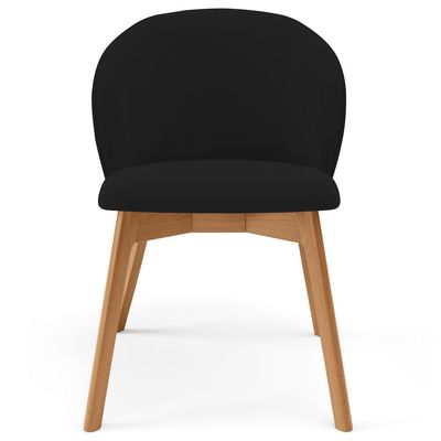 Kit 02 Cadeiras de Jantar e Estar Living Estofada Mia L02 Suede Preto - Lyam Decor