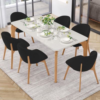 Kit 02 Cadeiras de Jantar e Estar Living Estofada Mia L02 Suede Preto - Lyam Decor