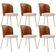 Kit 6 Cadeiras Sala de Jantar Estofada Gavi Arena L02 Couríssimo Camel Linho Cru - Lyam Decor