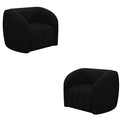 Kit 2 Poltronas Decorativas Sala de Estar Adam Veludo Preto G45 - Gran Belo