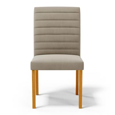 Kit 5 Cadeiras de Sala de Jantar Estofadas Veiga Madeira Maciça Suede Bege G78 - Gran Belo