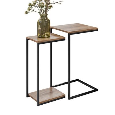 Kit Mesas Laterais Decorativas e Prateleira Multiuso Industrial D01 Design Demolição - Lyam Decor