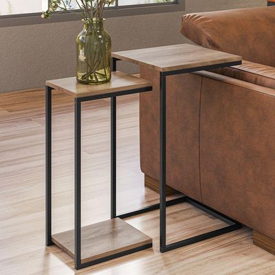 Kit Mesas Laterais Decorativas e Prateleira Multiuso Industrial D01 Design Demolição - Lyam Decor