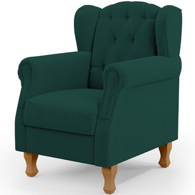 Kit 02 Poltronas Decorativa Para Sala De Estar Yara P02 Bouclê Verde - Lyam Decor