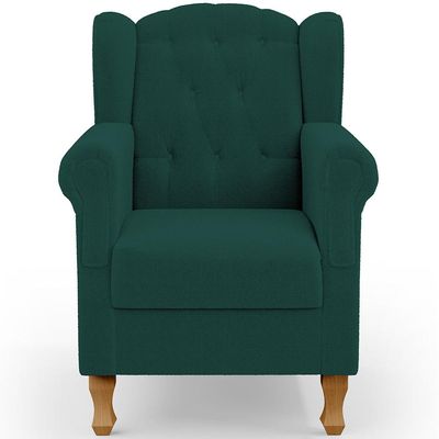 Kit 02 Poltronas Decorativa Para Sala De Estar Yara P02 Bouclê Verde - Lyam Decor