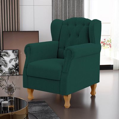 Kit 02 Poltronas Decorativa Para Sala De Estar Yara P02 Bouclê Verde - Lyam Decor